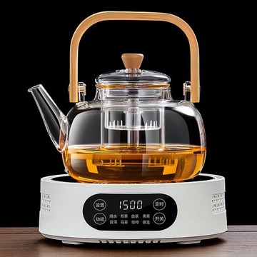 蒸煮一體玻璃煮茶壺電陶爐加熱2024新款煮茶器燒水壺泡茶專用茶具