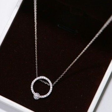 925純銀項鍊 鑲鑽吊墜-經典個性獨特大方母親節情人節生日禮物女飾品73gj8【獨家進口】【米蘭精品】