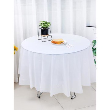 防水加厚一次性臺布塑料圓形家用桌布圓桌餐桌長方形防油戶外飯店