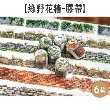 RAYRAYGO 暮光 PET膠帶【綠野花牆系列】6款 無模切 牆體紋理 背景膠帶 造景膠帶 打底膠帶 手帳膠帶