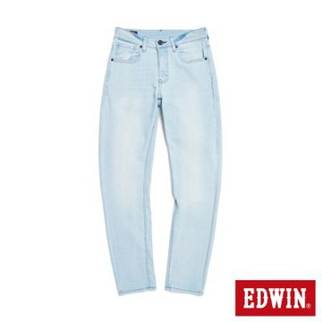 EDWIN 男裝 EDGE 超彈力修身丹寧窄管褲-漂淺藍