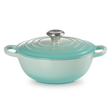LE CREUSET -典藏琺瑯鑄鐵鍋媽咪鍋 24cm (薄荷綠-鋼頭-內鍋黑)