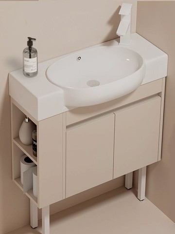 免運 開立發票 洗手盆 陶瓷洗手盆 浴室洗臉盆 陽台洗手盆 小戶型實木浴室柜組合智能落地衛生間陶瓷洗手盆窄長洗臉盆洗漱池特惠/工廠現貨 特價出 Z1121