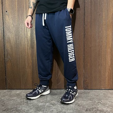 美國百分百【全新真品】Tommy Hilfiger 長褲 棉質 運動褲 TH 長棉褲 logo 深藍 CT82
