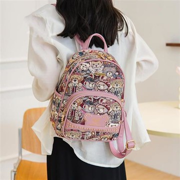 【巴黎精品】後背包帆布雙肩包-休閒可愛小熊鉚釘女包包3色a1ev47