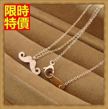現貨+預購 玫瑰金項鍊吊墜-磨砂小鬍子時尚生日禮物流行飾品71x39【獨家進口】【米蘭精品】