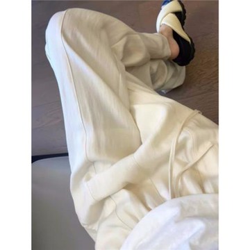 天絲棉麻褲子白色闊腿褲女秋季寬松垂感拖地直筒褲高腰薄款涼涼褲