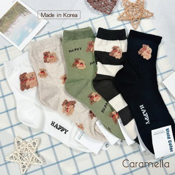 【Caramella】襪子韓國 小熊襪子 韓國襪子 襪子 韓國襪 卡通襪 襪子中筒襪 女生襪子 中筒襪 女襪 可愛襪子