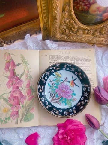 1910年日本製 手繪花鳥 古董手繪盤 掛盤 聖誕禮物