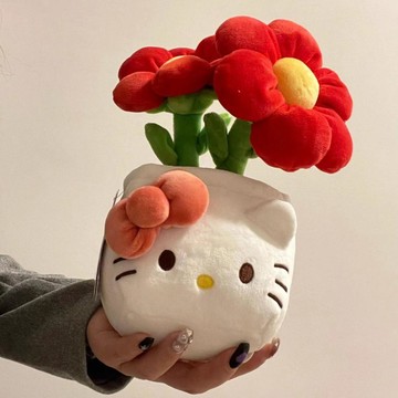 可愛卡通HelloKitty毛絨盆栽花kt貓玩偶公仔生日禮物女生可愛擺件