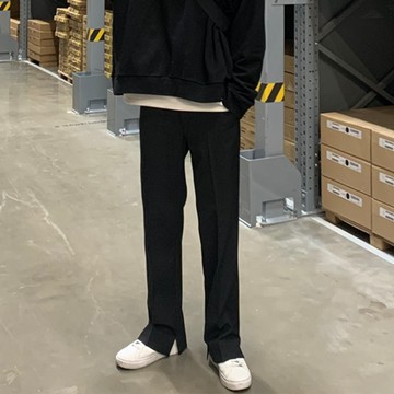 正韓微寬直筒開岔休閒褲 2色 (702) YUPPIE 預購商品 0503