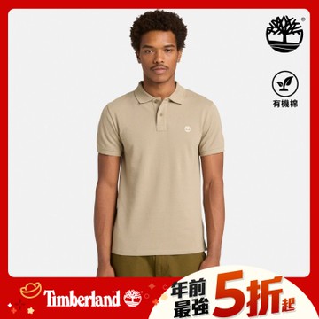 (領券再折)Timberland官方旗艦 男款米色合身短袖Polo衫|A2EPMDH5