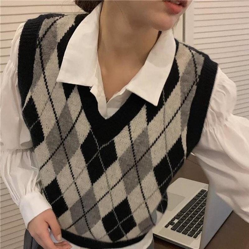 2color レディース トップス ベスト ニットベスト ショート丈 アーガイルニット 2color レディース トップス ベスト ニットベスト ショート丈