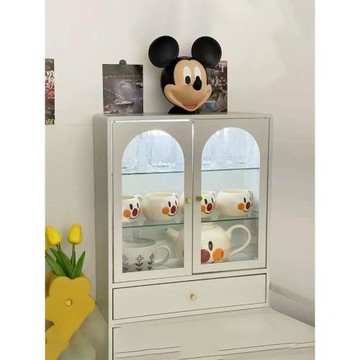 北歐輕奢防塵玻璃收納柜家用客廳杯架多層置物柜雜物簡易儲物柜子