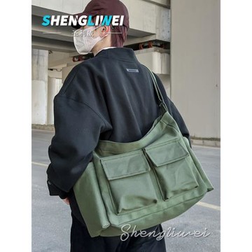 帆布包女2025新款大容量男大學生上課通勤托特包小眾單肩斜挎背包