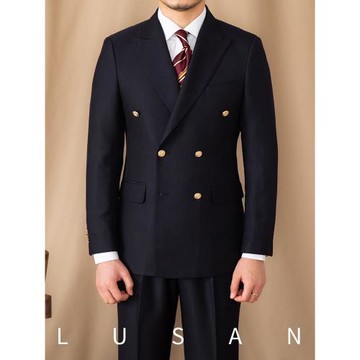 鹿三先生通勤商務休閑雙排布雷澤西服套裝意式宴會修身紳士西裝男