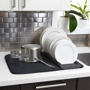 Umbra | 吸水墊+碗盤瀝水架(墨黑)  | 碗盤收納