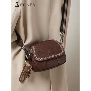 (免運)金狐貍真皮包包女2025新款高級質感輕奢小圓包超火爆款斜挎包女包