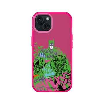 iPhone 15 Clear 粉漾桃 - Joker - 小丑與蝙蝠俠塗鴉款