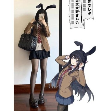 正版櫻島麻衣學姐黑絲jk制服套裝全套辣妹原創秋冬季純欲風短裙女