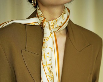 法式百合竹 菱形斜紋百搭絲巾