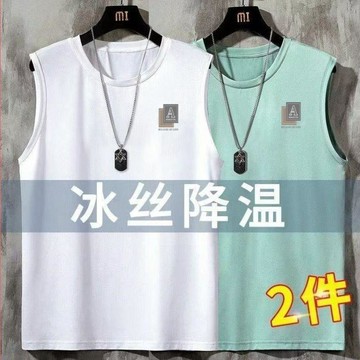 臺灣出貨🎊男士冰絲網眼背心夏季無袖t恤男運動坎肩寬鬆速幹汗衫背心男1/2件大減價🎁