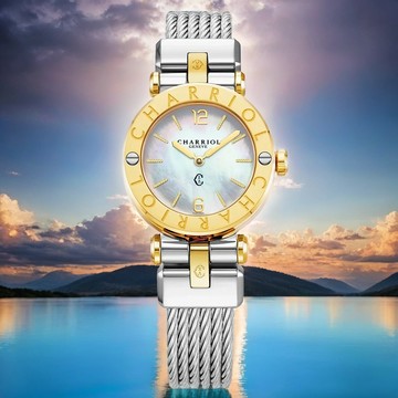 CHARRIOL 夏利豪 St-Tropez系列 時尚鋼索腕錶-28mm CR28SY.590.004