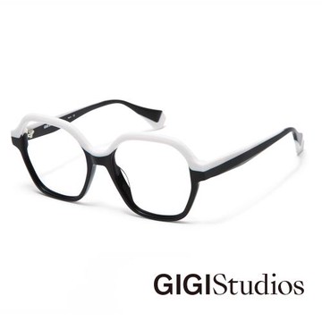 【GIGI Studios】B&W限量版-復古幾何方框光學眼鏡(黑 - ILLUSION-6880/9)