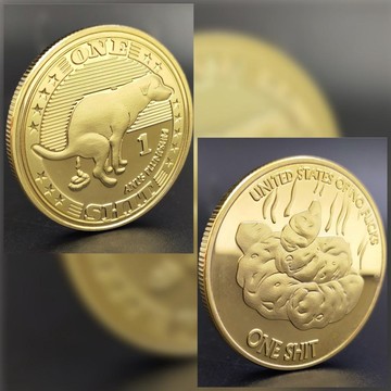 【🌸免運｜當日出貨✈️隔日到🌸】狗屎 紀念幣 幸運金幣 附透明壓克力收納盒 創意禮品 交換禮物 生日禮物 金幣