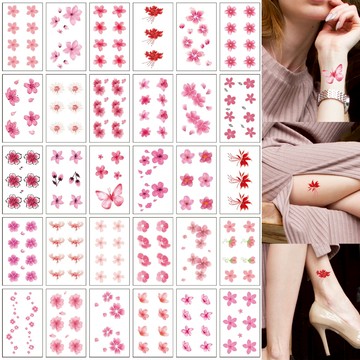 👑大邱紋身👑🇹🇼現貨 粉嫩櫻花系列紋身貼套裝 紋身貼紙 刺青貼紙【T28A】微刺青 假刺青 小清新 防水 紋身貼 刺青貼