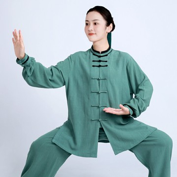 太極服女新款高端春秋季加厚棉麻太極拳練功服裝男旗艦店
