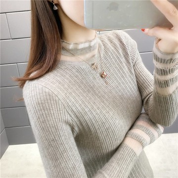 半高領打底衫女內搭秋冬2021新款長袖修身洋氣黑色毛衣針織衫上衣