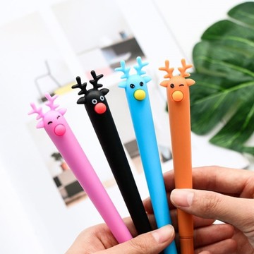 聖誕麋鹿造型筆卡通造型0.5mm中性筆黑色 辦公/原子筆/可愛/文具（不挑色/款）
