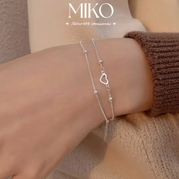 【現貨隔日🔥熱銷回歸】MIKO 925純銀雙層愛心手鍊 純銀手鍊 生日禮物 氣質手鍊 女生飾品 抗過敏