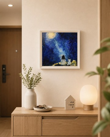 【陪伴之光系列】星夜守望 原創油畫 A-Lin 療癒藝術