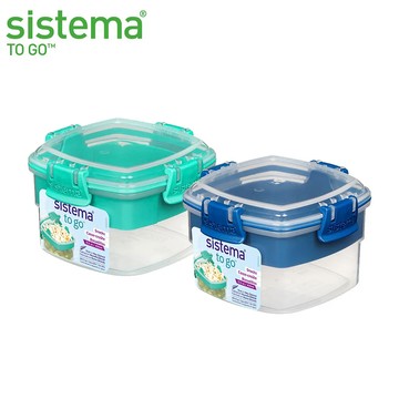 TOGO 隨行保鮮盒方形分層400ml   綠色｜藍色 - 綠色