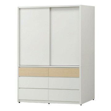 文創集 歐瑞雙色4.5尺推門六抽衣櫃-135x60x198cm免組