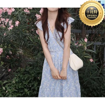 快速出貨 【人氣爆款】【】桔梗法式藍色連 女夏季復古溫柔收中長 小清新飛飛袖仙女 連  露天市集  全臺最大的網路購物市集