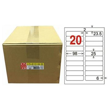 龍德 20格 白色 A4 三用電腦標籤 25x98mm 1000張 /箱 LD-812-W-B