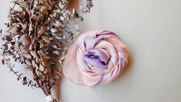 知染生活-天然植物染竹節絲棉圍巾/紫霞