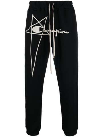 Rick Owens X Champion - logo-embroidered organic cotton track pants - men - Organic Cotton - XS - Black