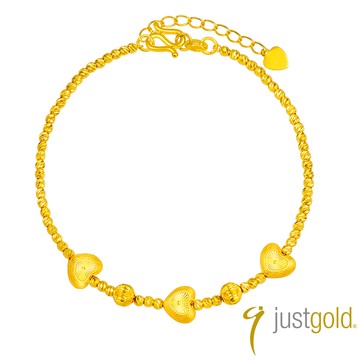 【Just Gold 鎮金店】心輪光暉 黃金手鍊 (網路限定)