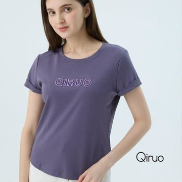 【Qiruo 奇若】專櫃女裝紫色上衣7126A 字母純棉T桖