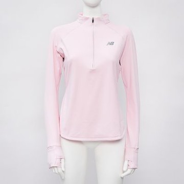 New Balance 女款 櫻花粉 修身 訓練 美規 慢跑 半開襟 上衣 運動 休閒 長袖 WT51201RSG