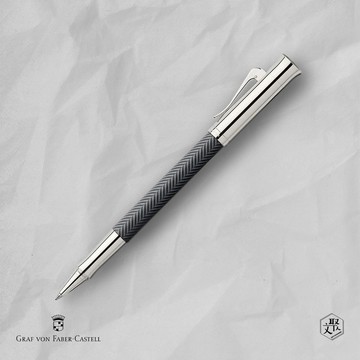 【Graf von Faber-Castell】 繩紋飾 鋼珠筆-黑綢緞 VIP刻字服務 (原廠正貨)