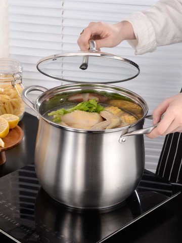 湯鍋304不銹鋼燒水鍋大容量加厚蒸煮燉鍋超大家用電磁爐通用燃氣