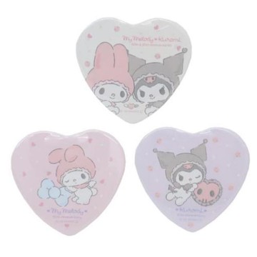 小禮堂 Sanrio 三麗鷗 美樂蒂&酷洛米 心型徽章別針 三入組 (睡帽款)
