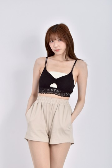 (S) bra top蕾絲細肩帶灰色上衣