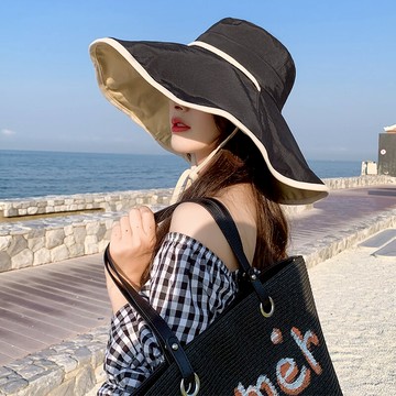 漁夫帽女韓版百搭潮夏天大檐防曬防紫外線太陽帽子遮臉遮陽帽日系