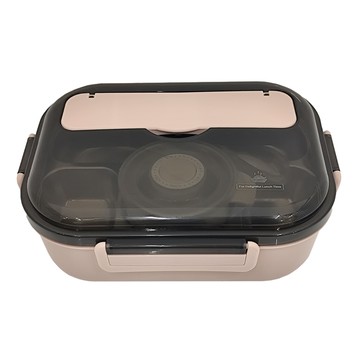 旗豐 莫蘭迪新色 304不鏽鋼五格便當盒 25x19x6.5公分  粉色  1組